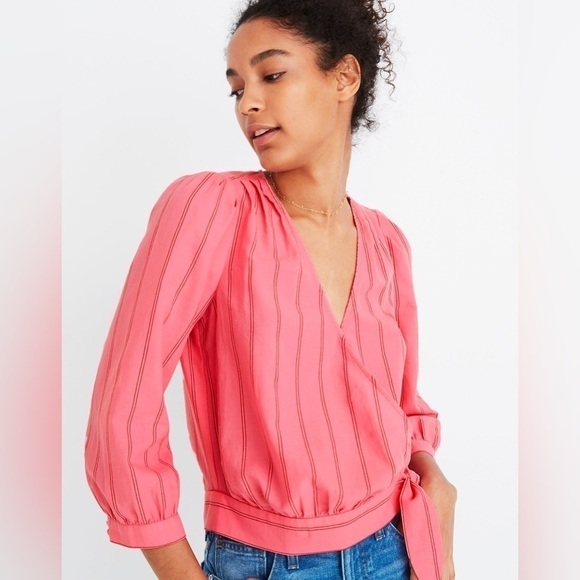 Madewell Wrap Top in Cecilia Stripe, Size XXS - Picture 3 of 10
